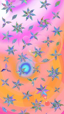 Raster illüstrasyonu. Suluboya çiçekli çiçek deseni. Pembe ve turuncu renkli güzel tekstil..