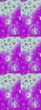 Raster illüstrasyonundaki çiçek desenli çizim. Mor ve nötr renkte çiçekler.