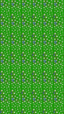 Raster düz çiçek çizim deseni. Hediye ambalaj kağıdı, tebrik kartları, posterler ve pankart tasarımı. Yeşil renkte çiçekler.