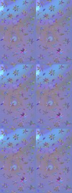 Colour Summer Theme sketch pattern Background. Flat Flower Elements Design. Flowers on violet and blue colors. Cute flower raster pattern.