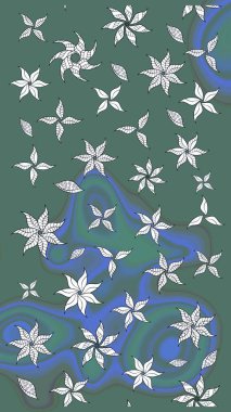 Tekstil, kumaş, kapaklar, duvar kağıtları, baskı, naylon, koleksiyon defteri, örgü, dekupaj için güzel bir eskiz. Küçük yeşil ve mavi çiçeklerle oldukça kaliteli besin torbası deseni.