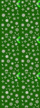 Yeşil ve nötr renklerde etnik çiçeklerle süslenmiş zarif bir eskiz. Raster Çiçek İllüstrasyon Şirin Tekstil.