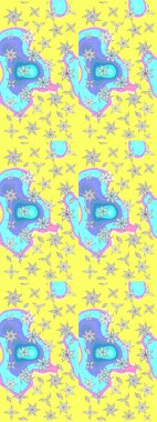 Raster illüstrasyonu. Çiçekli, yapraklı, çiçek desenli eskiz. El çizimi.