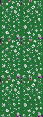 Raster illüstrasyonu. Yeşil ve nötr renklerde. Yeşil ve nötr papatyalardan oluşan yeşil ve nötr bir desen.