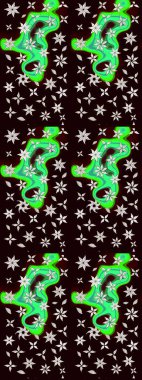 Raster. Güzel suluboya çiçekler, parlak resim ilham verici siyah ve yeşil çiçek desenli eskiz arka plan.