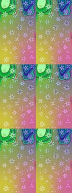 Raster illüstrasyonundaki çiçek desenli çizim. Tarafsız ve yeşil renkte çiçekler.