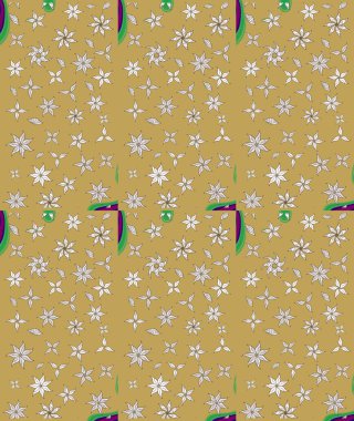 Düz Çiçek Elementleri Tasarımı. Eskiz klasiği. Renkli Bahar Teması eskiz kalıbı. Raster Şirin kumaş deseni.