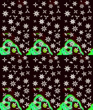 Parlak renkli çiçekli ve siyah yapraklı harika bir çiçek deseni. Halk tarzı. Moda baskıları için zarif bir şablon. Modern çiçek arkaplanı.