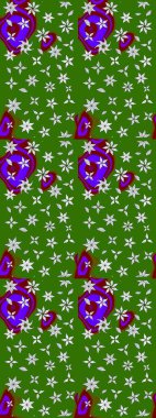 Raster illüstrasyonundaki çiçek desenli çizim. Yeşil renkli çiçekler. Renkli Bahar Teması eskiz kalıbı. Düz Çiçek Elementleri Tasarımı.