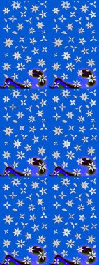 Raster illüstrasyonu. Çizim çiçek deseni duvar kâğıdı olarak kullanılabilir. Mavi renkte çiçekler.