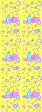 Nazikçe, sarı renkte yaz çiçekleri. Çiçekli karalama şeklinde Raster çiçek deseni. Raster illüstrasyonu.