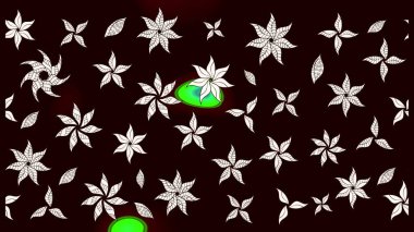 Ağaç dallı bahar çiçekleriyle desen, çiçek siluetiyle siyah renkler. Raster deseni.