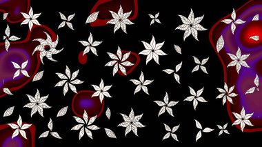 El çizimi. Raster illüstrasyonu. Çiçekli, yapraklı, çiçek desenli çizim..