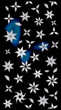 Raster. Siyah renkte güzel çiçekler, suluboya desenli eskiz deseni, duvar kağıdı, kart veya kumaş için fayanslı..