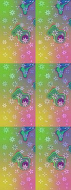 Düz Çiçek Elementleri Tasarımı. Renkli Bahar Teması eskiz kalıbı. Çiçek deseni. Raster çizimi. Güzel kumaş deseni..