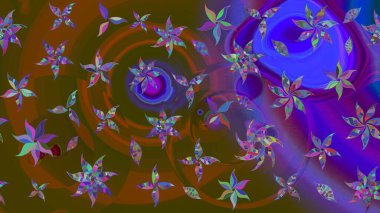 Kahverengi renkli bitkilerden oluşan parlak çiçekli çizim deseni.