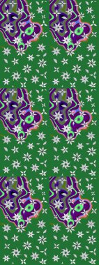 Çiçeksel fantezi tasarımı ve parlak bir arka plan çizimi. Renkli Bahar Teması eskiz kalıbı. Düz Çiçek Elementleri Tasarımı.