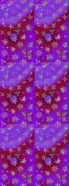 Nazik, narin çiçek arkaplanı. Çiçekli karalama şeklinde Raster çiçek deseni. Mor renkte çiçekler.