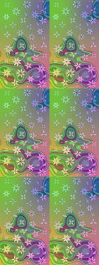 Eskiz arkaplan modeli. Yapraklı çiçekler ve yeşil renkli papatya çiçekleri. Raster - stok.