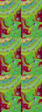 Renkli Bahar Teması eskiz kalıbı. Çiçeksel fantezi tasarımı ve parlak bir arka plan çizimi. Düz Çiçek Elementleri Tasarımı.