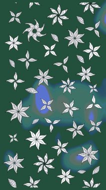 Yeşil renkli çiçekler. Robot resim. Raster illüstrasyonu. Şirin çiçek elementleri..