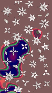 Raster illüstrasyonu. Moda baskısı, albüm, ambalaj kağıdı ve duvar kağıdı için zarif dekoratif süslemeler. Kahverengi renkte sevimli çiçekler. Küçük çiçekli basit bir çiçek çizimi..