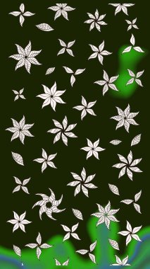 Ağaç dallı bahar çiçekleri ile desen, çiçek silueti ile gri renkler. Raster deseni.