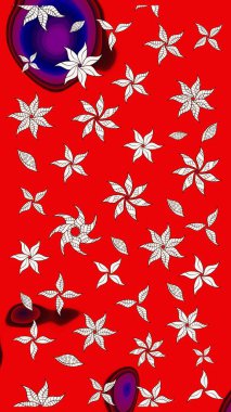 Düz Çiçek Elementleri Tasarımı. Raster illüstrasyonu. Renkli Bahar Teması eskiz kalıbı. Kırmızı renkte zarif çiçek buketi suluboya.