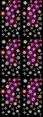 Tekrar eden çiçek arkaplanı, zarif siyah çiçek duvar kağıdı. Siyah renkler üzerine çiçek desenli çizimler, el yapımı papatyalar, papatyalar..