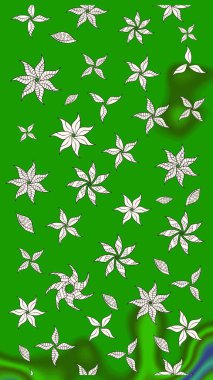 Raster düz çiçek çizim deseni. Yeşil renkli çiçekler. Tasarım hediye paketi, tebrik kartları, posterler ve afiş tasarımı.