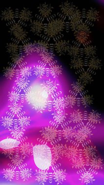 Raster illustration. Raster illustration. Snowflake isolated on black, violet and purple colors. Snowflake Icon.