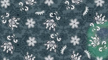 Eski usul. Raster illüstrasyonu. Kumaş, tekstil, duvar kağıdı baskısı için. Tomurcukları papatya çiçekleri olan sevimli bir çiçek deseni. Eskiz geçmişi. Miles Fleur, dandik süs.