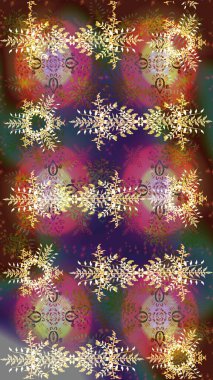 Kar tanesi süsleme deseni. Renkli arka planda izole edilmiş kar tanelerinin düz tasarımı. Kar taneleri deseni. Kar taneleri arka planda. Raster illüstrasyonu.