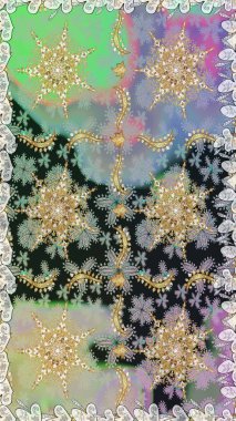 Barok tarzında altın çiçek süsü. Antika altın tekrarlanabilir duvar kağıdı. Damask arkaplanı tekerrür ediyor. Gri renklerdeki altın element.