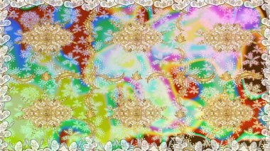 Tarafsız renklerde altın rengi ve altın elementler üzerinde altın pürüzsüz desen. Noel, kar tanesi, yeni yıl. Tarafsız renklerde, altın elementlerle kusursuz bağ dokusu.