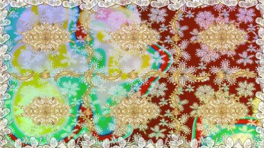 Tekrarlayan elementlerle kusursuz soyut arkaplan. Tarafsız ve altın desenli. Zarif raster klasik desen.