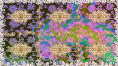 Barok tarzında kusursuz bir doğulu süsü. Geleneksel klasik raster altın pürüzsüz desen. Tarafsız renklerdeki altın elementler.