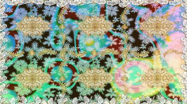 Barok tarzında kusursuz bir doğulu süsü. Tarafsız renklerde ve altın elementlerle geleneksel klasik altın raster deseni.