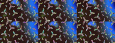 Raster kar taneleri arka plan. Kar tanesi renkli desen. Snowflakes desen. Renk arka plan üzerinde izole soyut kar taneleri ile düz tasarım. Raster illüstrasyon.