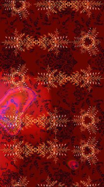 Raster illustration. Snowflake isolated on red, brown and black colors. Snowflake Icon. Raster illustration.