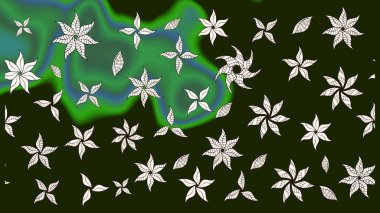 Düz Çiçek Elementleri Tasarım Raster illüstrasyonu. Gri ve yeşil renkli çiçekler. Renkli Bahar Teması eskiz kalıbı. Çiçek eskiz kalıbı geçmişi.