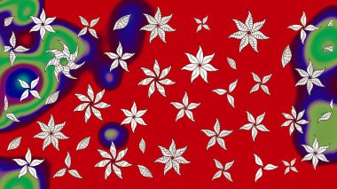 Kırmızı ve nötr renklerde çiçekler. Küçük çiçekteki sevimli çiçek deseni. Raster illüstrasyonu.