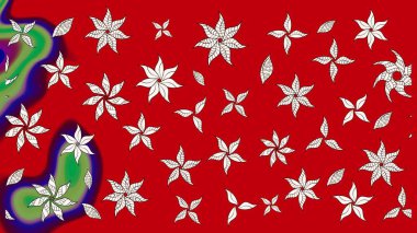 Sketch pattern with flowers. Hand drawn. Flowers on red and neutral colors. Watercolor illustration.