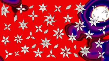 Kırmızı ve nötr kıvırcık çiçekler kırmızı ve nötr renklerde şekillenir. Klasik çiçek tasarımı elementleri. Raster illüstrasyonu.