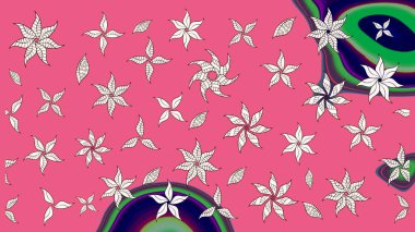 Flat Flower Elements Design. Colour Spring Theme sketch pattern Background. Flowers on pink and neutral colors. Sketch Floral Pattern in Raster illustration.