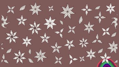 Kahverengi ve nötr renklerde çiçekler. Raster illüstrasyonu. Küçük çiçekte sevimli çiçek deseni var..