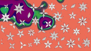 Sevimli çiçek raster deseni. Modaya uygun kumaş deseni. Düz Çiçek Elementleri Tasarımı. Renkli Yaz Teması çizim şablonu.