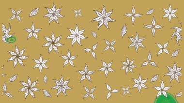 Sarı ve nötr renklerde çiçekler. Raster illüstrasyonunda çiçek deseni çizimi.