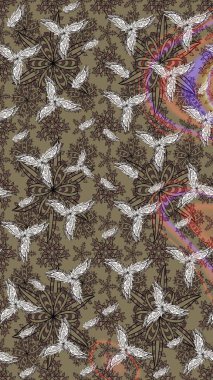 Cute Floral pattern in the small flower. Abstract flower sketch pattern background. Raster pattern. On beige colors. Raster illustration.