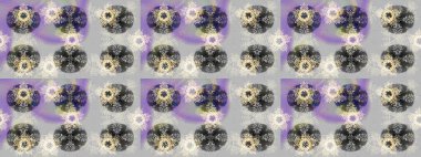 Renkli arka planda izole kar taneleri. Raster illüstrasyonu. Kar taneleri radyal gri, nötr ve mor renkler.